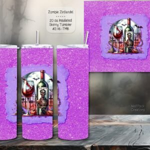 Stay Stylish and Hydrated with Our 20 Ounce Zombie Themed Stainless Steel Skinny Tumbler
