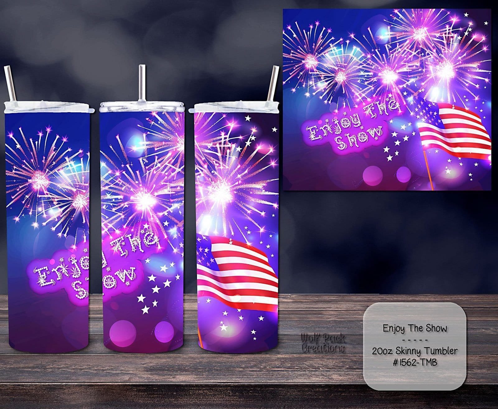 Beautiful Fireworks Design on a Skinny Tumbler