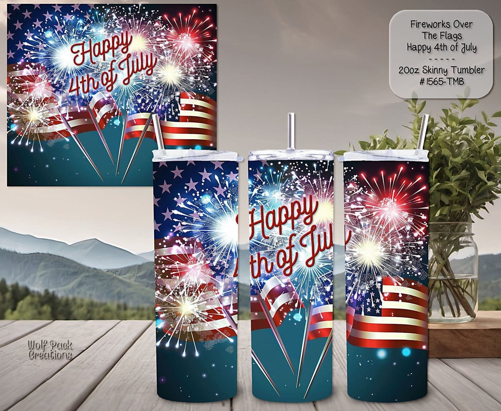 Beautiful Fireworks Design on a Skinny Tumbler