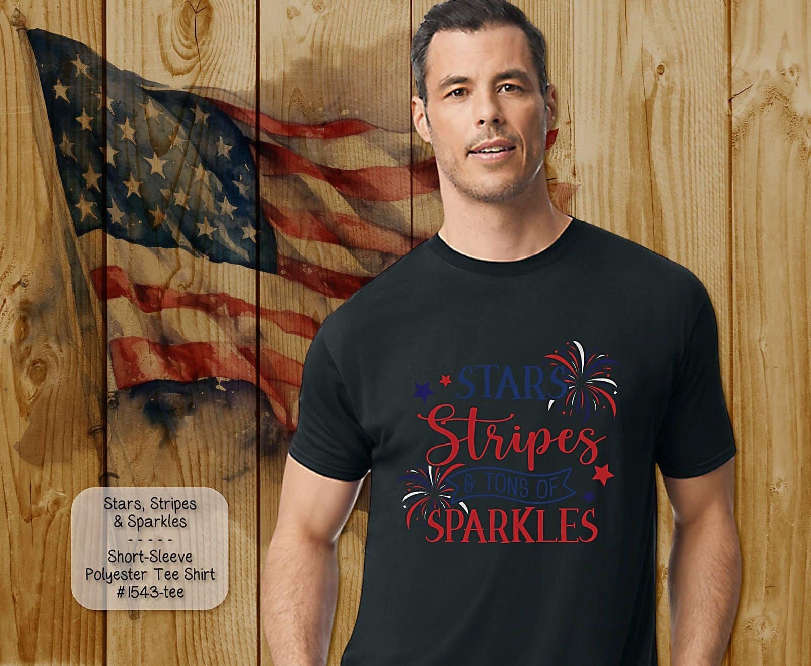 Beautiful Stars Stripes & Sparkles on Short Sleeve Shirt