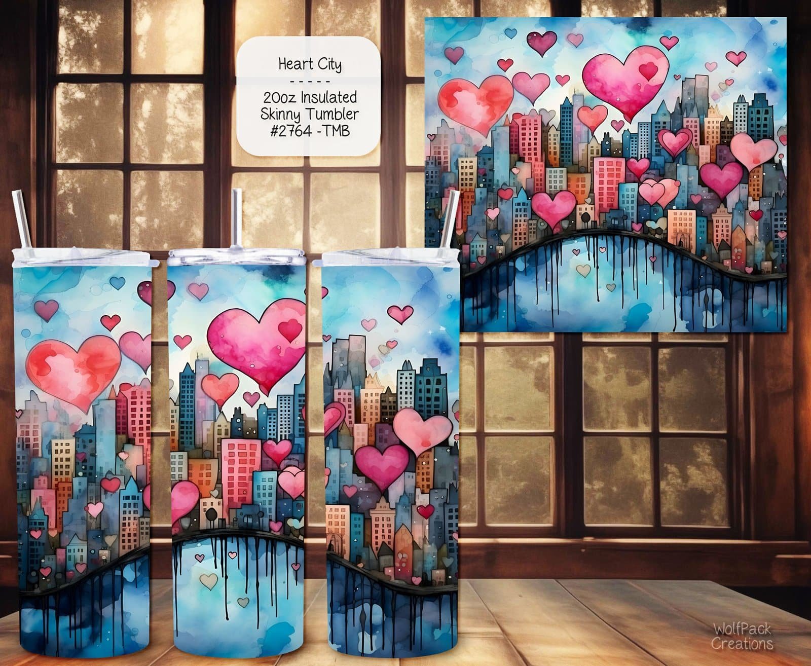 Radiant Heart City Valentines Tumbler