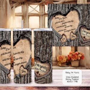 Romantic Carved in Wood Tumbler