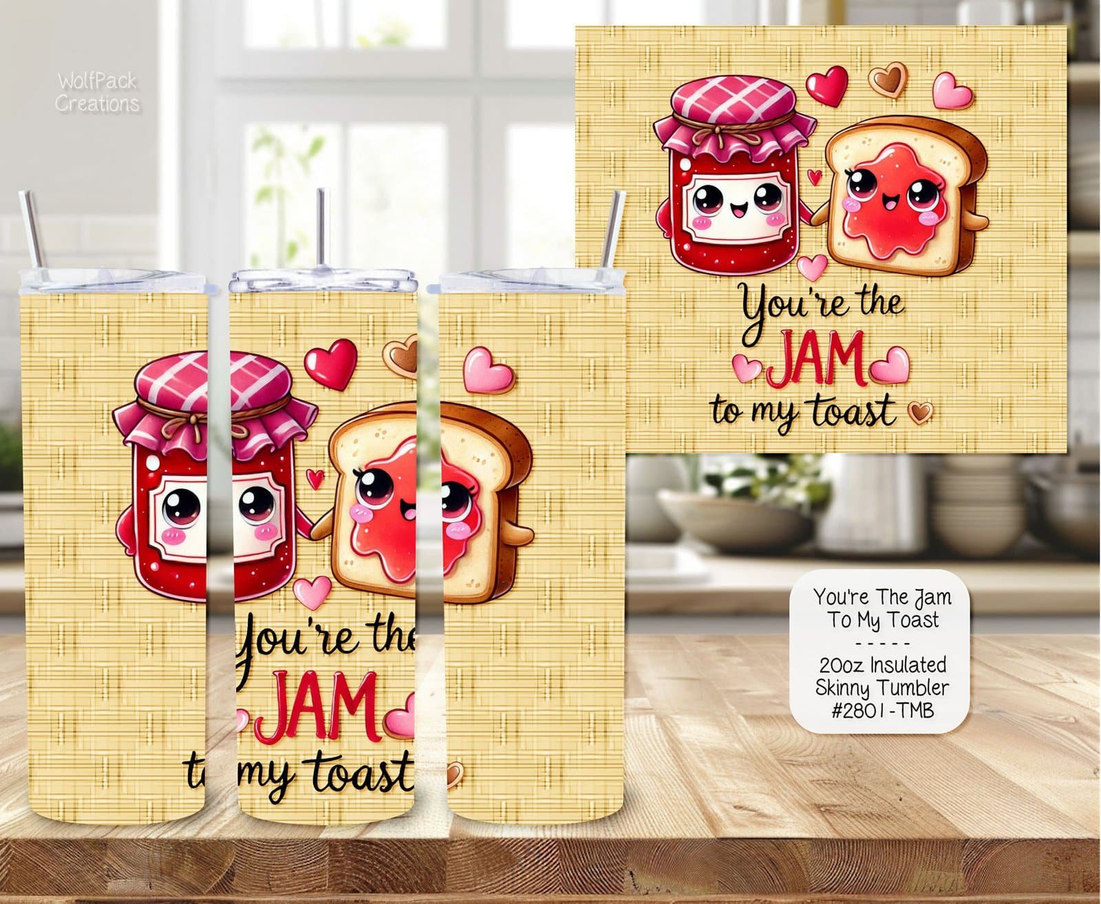 Adorable Jam & Toast Valentines Tumbler