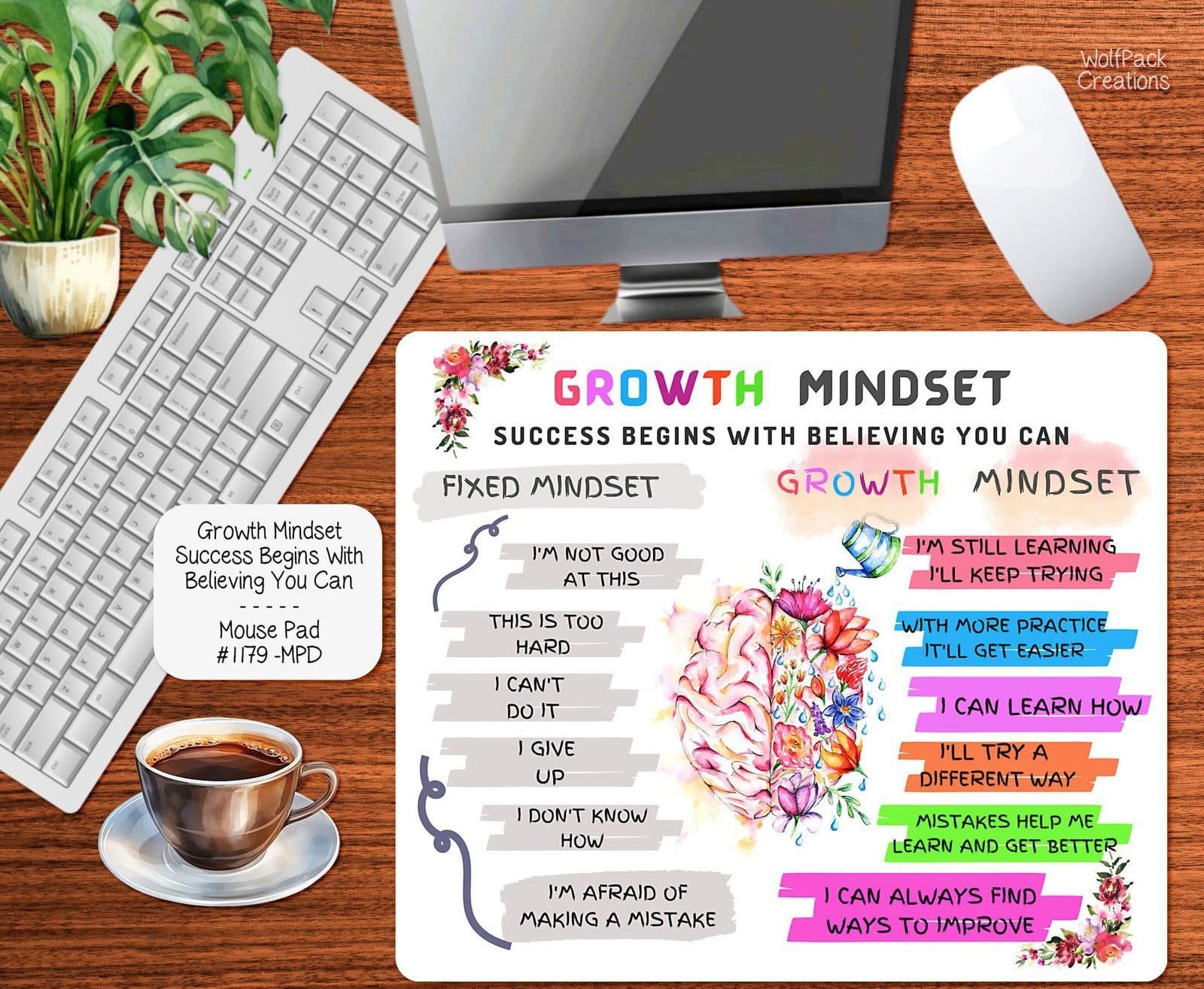 Uplifting Growth Mindset Mouse Pad