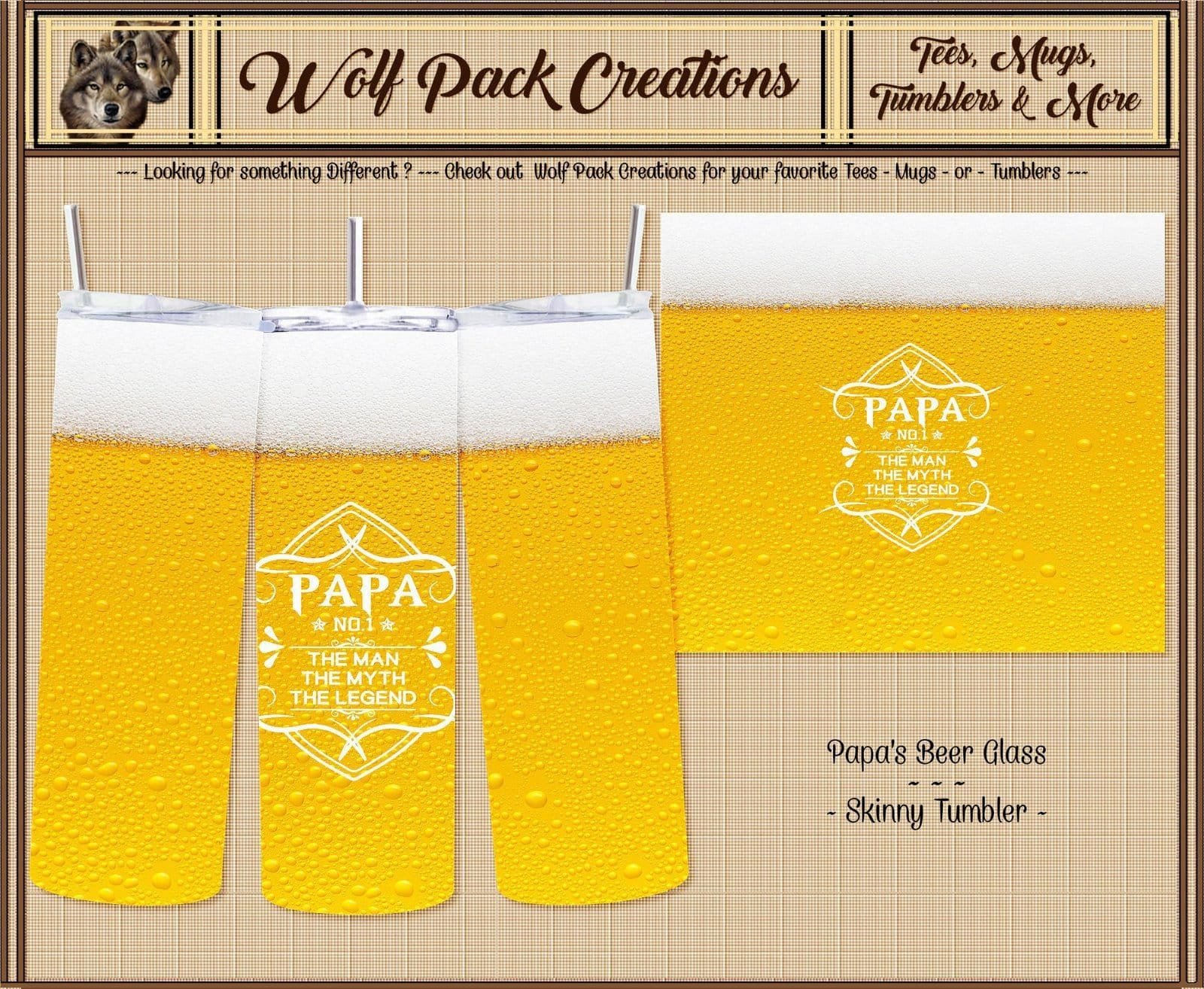 Beautiful Skinny Tumbler: Papa: The Man, The Myth, The Legend