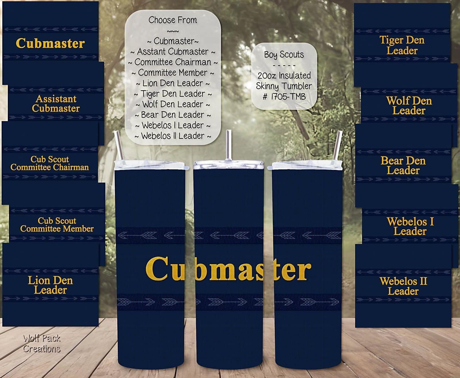 Personalizable Skinny Tumbler: Cub Scouts Leaders