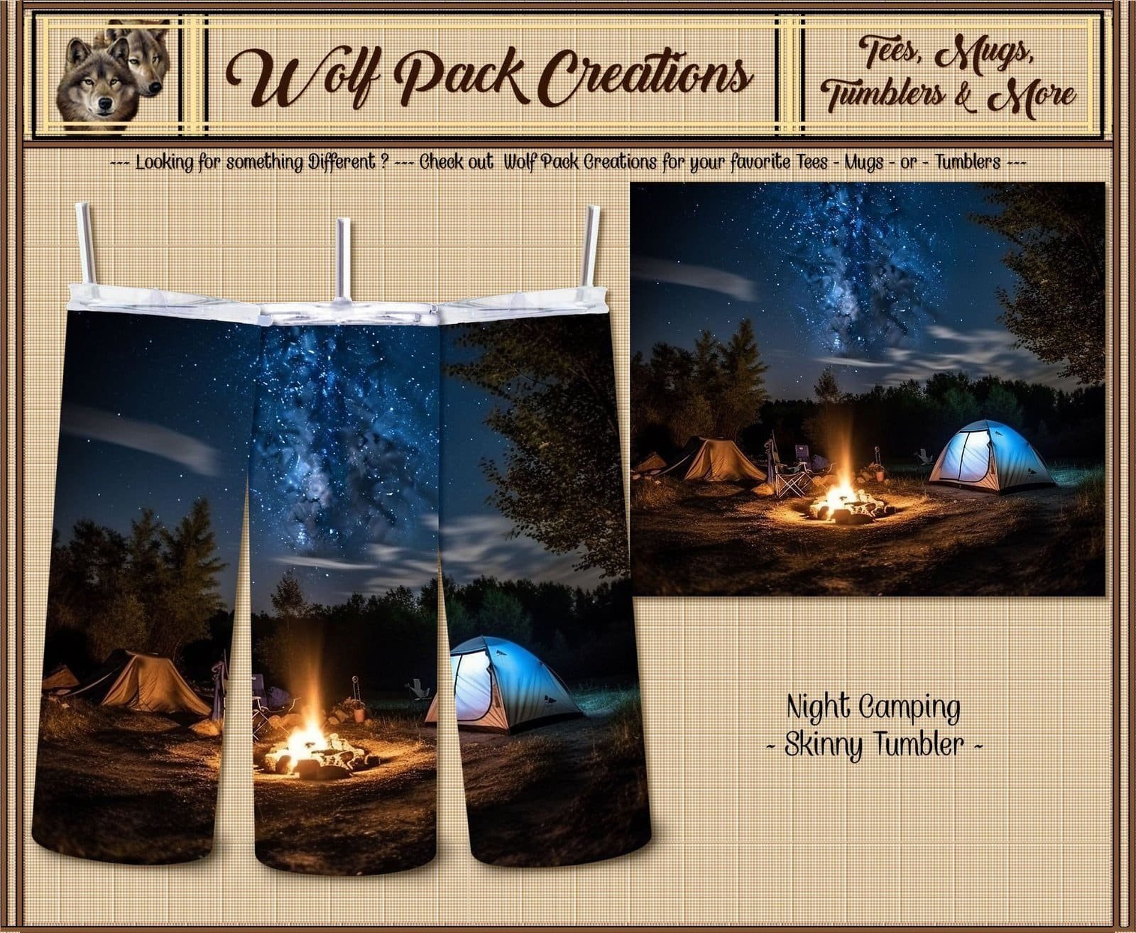 Beautiful Campsite at Night on a Skinny Tumbler