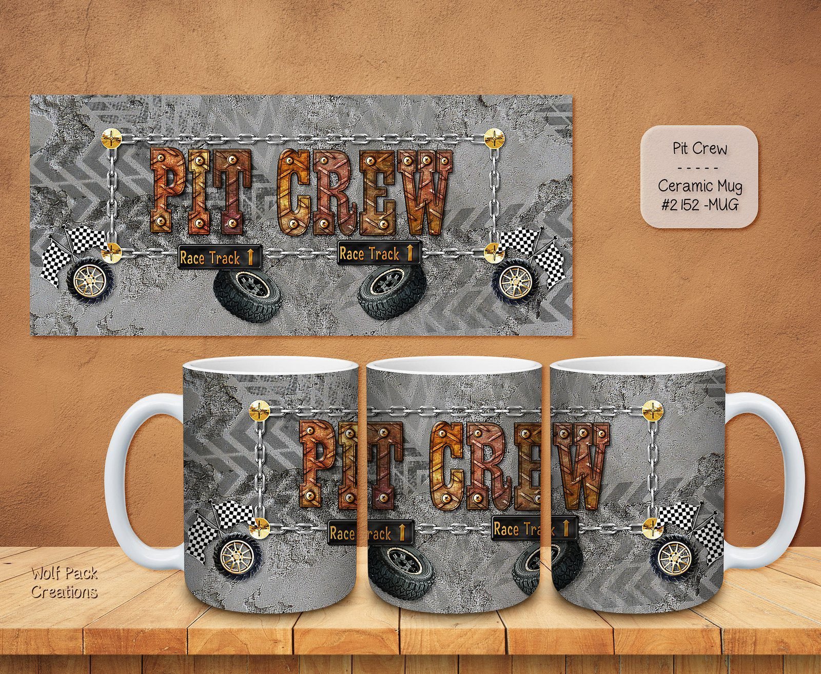 Stylish Ceramic Coffee Mugs for the Pit Crew