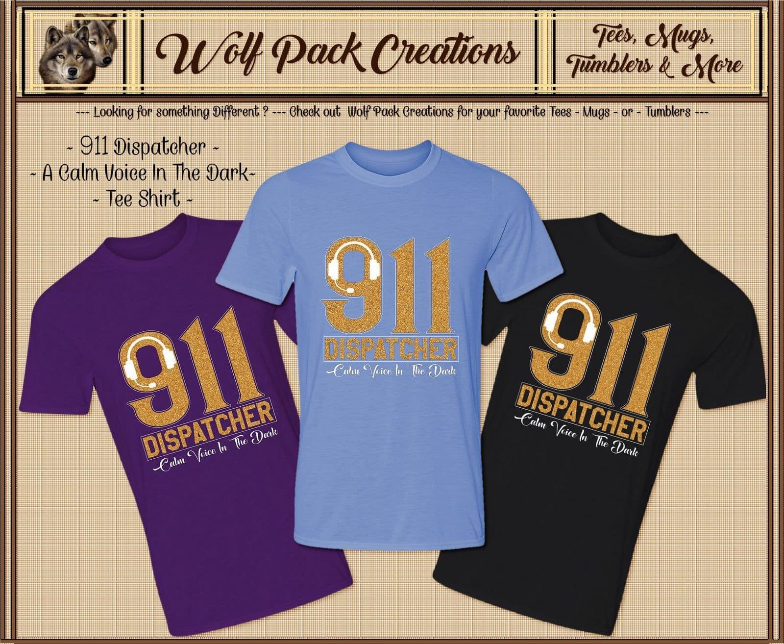 Short Sleeve Shirt for the 911 Dispatcher Calm Voice In the Dark