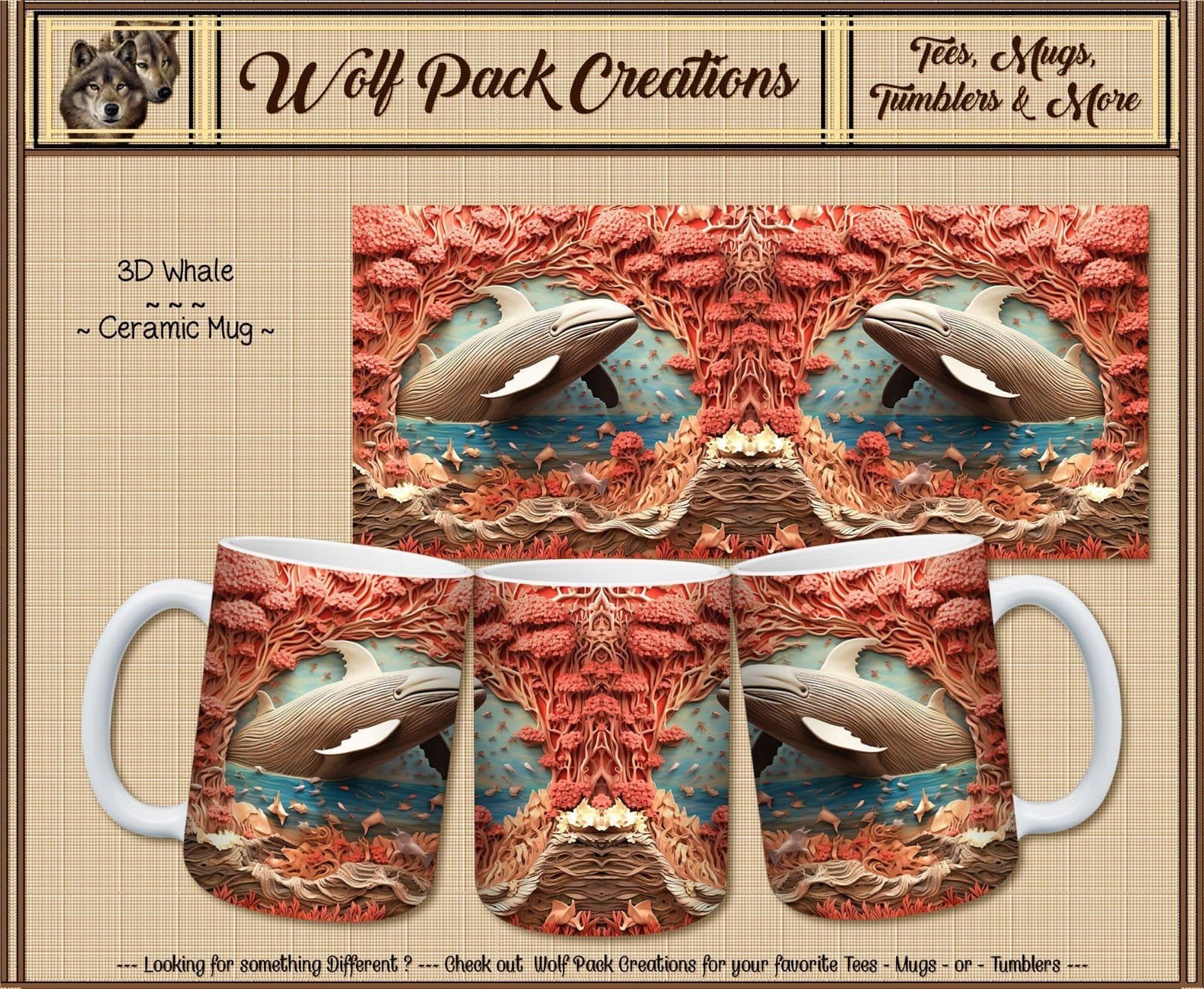 Beautiful Ceramic Mug: 3D Whale