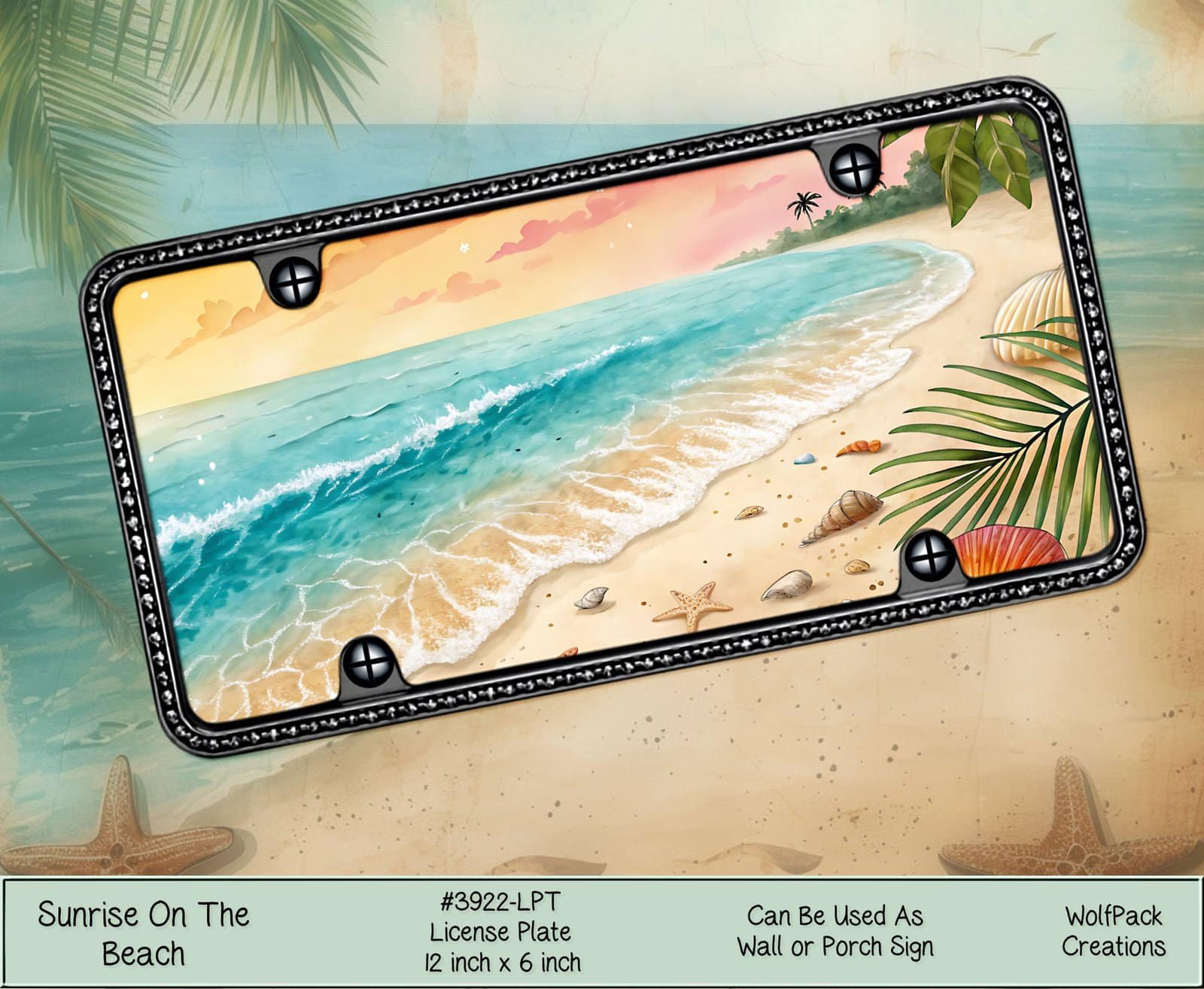 Beach Sunrise License Plate