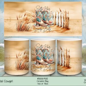 Cowgirl Boot Ceramic Coffee Mug - Rustic Desert Design