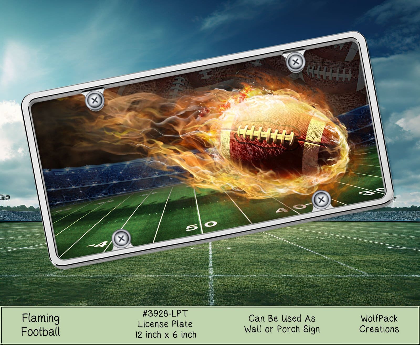 Flaming Football License Plate