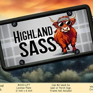Sassy Highland Cow License Plate