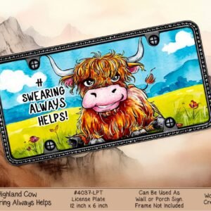 Highland Cow License Plate