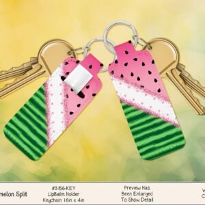 Watermelon Chapstick Keychain - Pink & Green Lip Balm Holder for Summer Treats