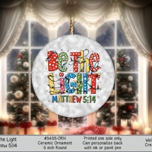 Ceramic Christmas Ornament 3 Round - Merry Holiday Lights