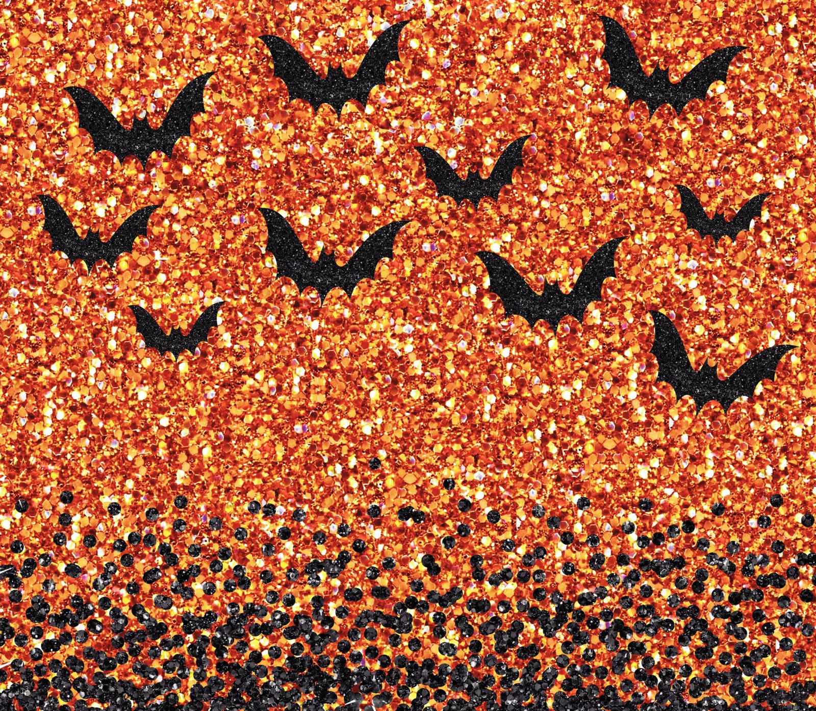Intense Bats on Orange Glitter Tumbler - Image 2