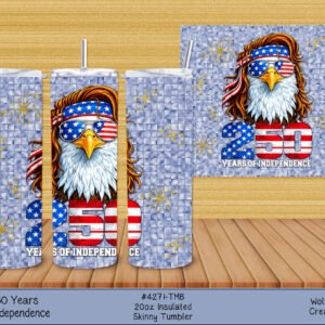 Promotional banner for 250 Years of Independence featuring a patriotic eagle wearing star-spangled sunglasses.