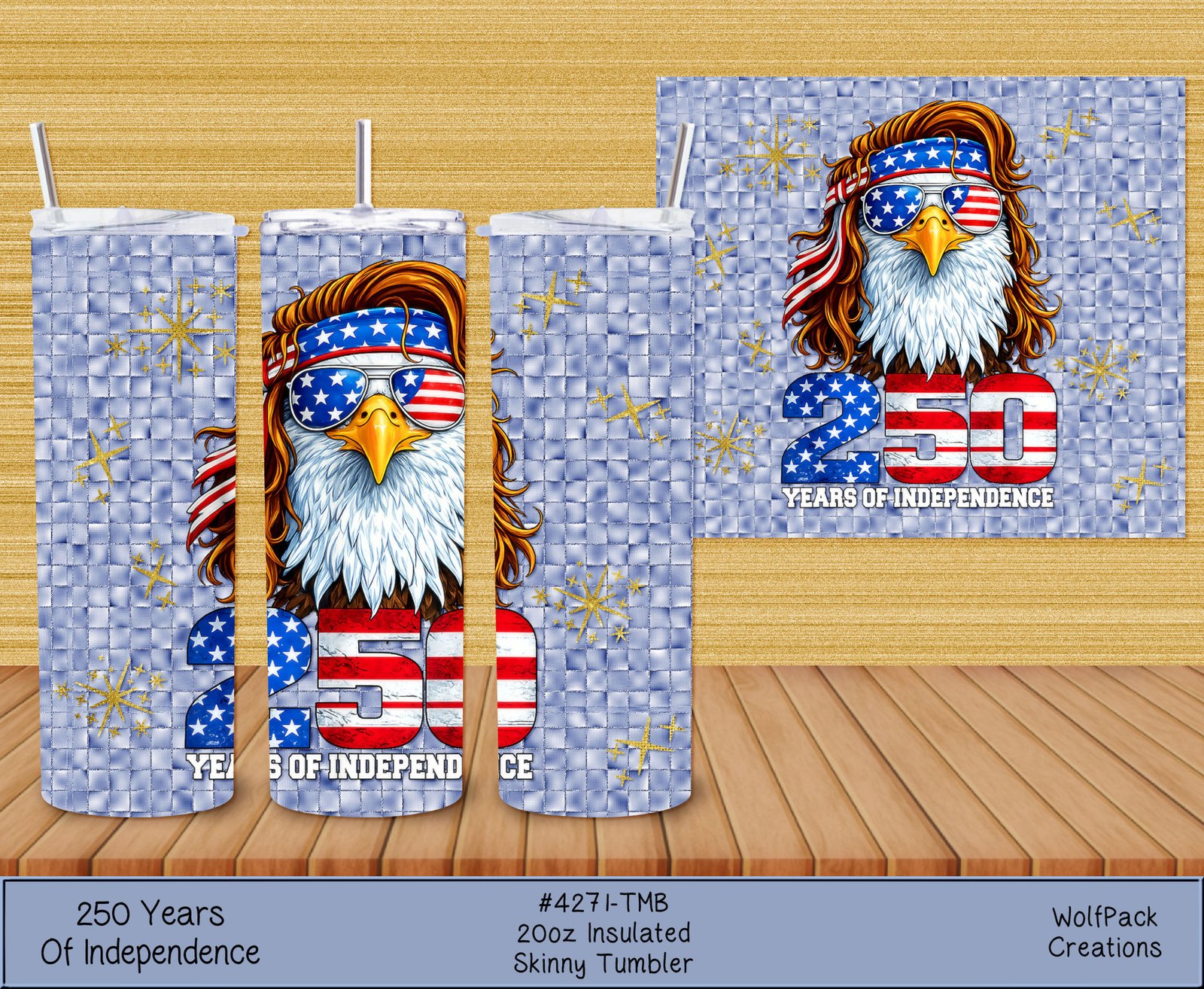 hpat-Tmb-250th-Independence-4271-p Promotional banner for 250 Years of Independence featuring a patriotic eagle wearing star-spangled sunglasses.