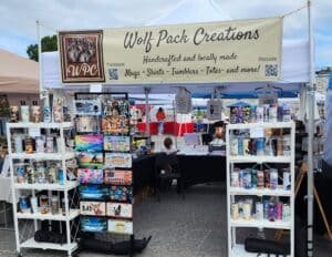 Wolf pack Creations vendor booth.