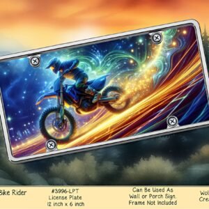 Vibrant Dirt Bike Rider License Plate