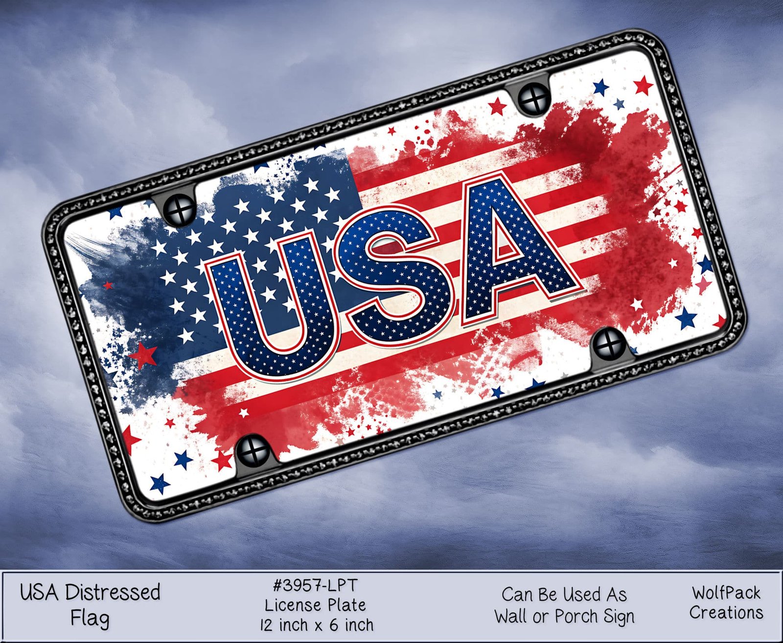 Distressed USA Flag license plate