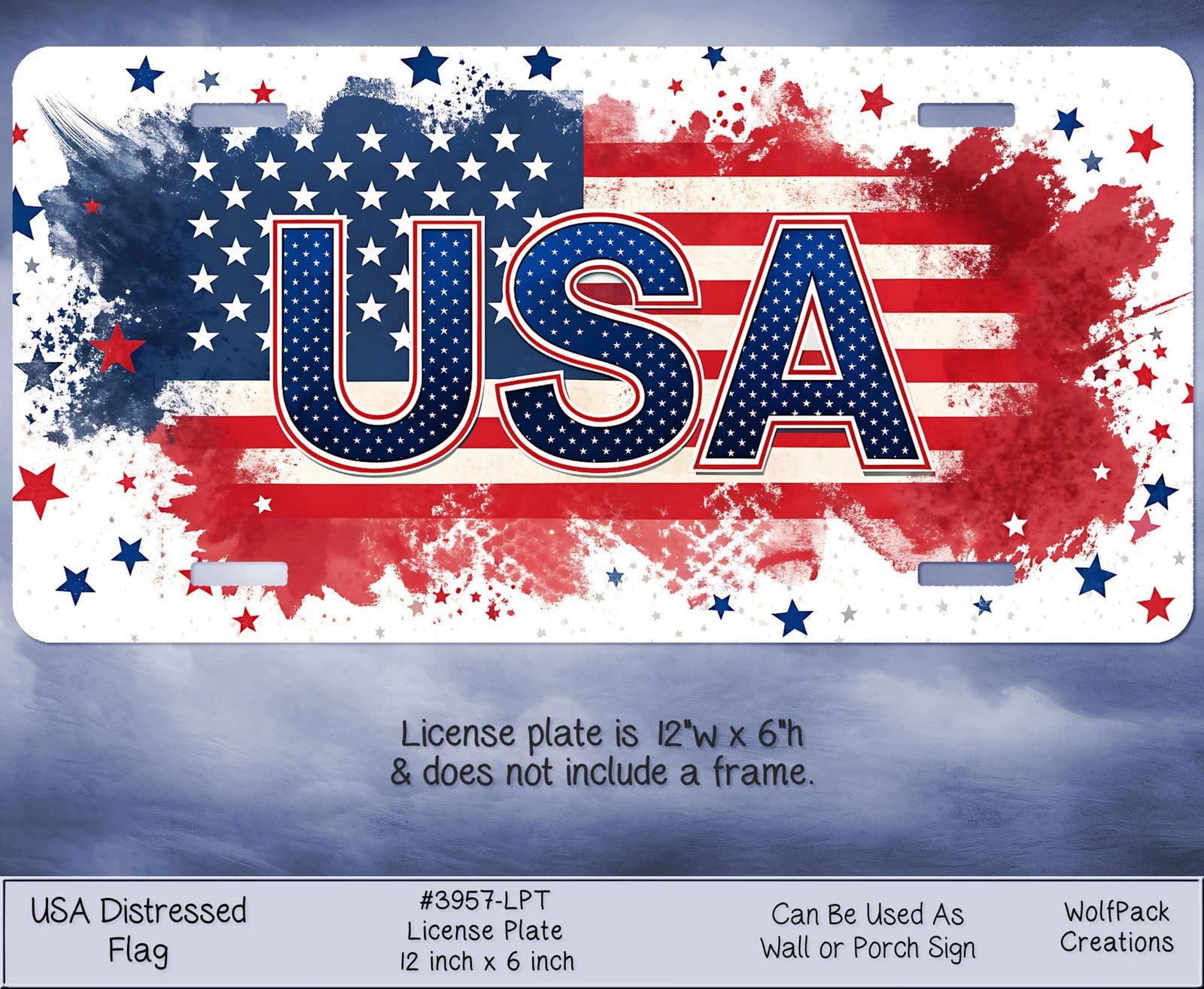 Distressed USA Flag license plate