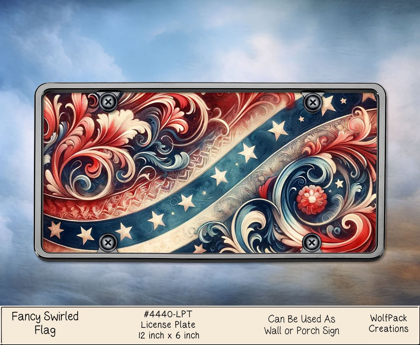 Swirled Flag License Plate