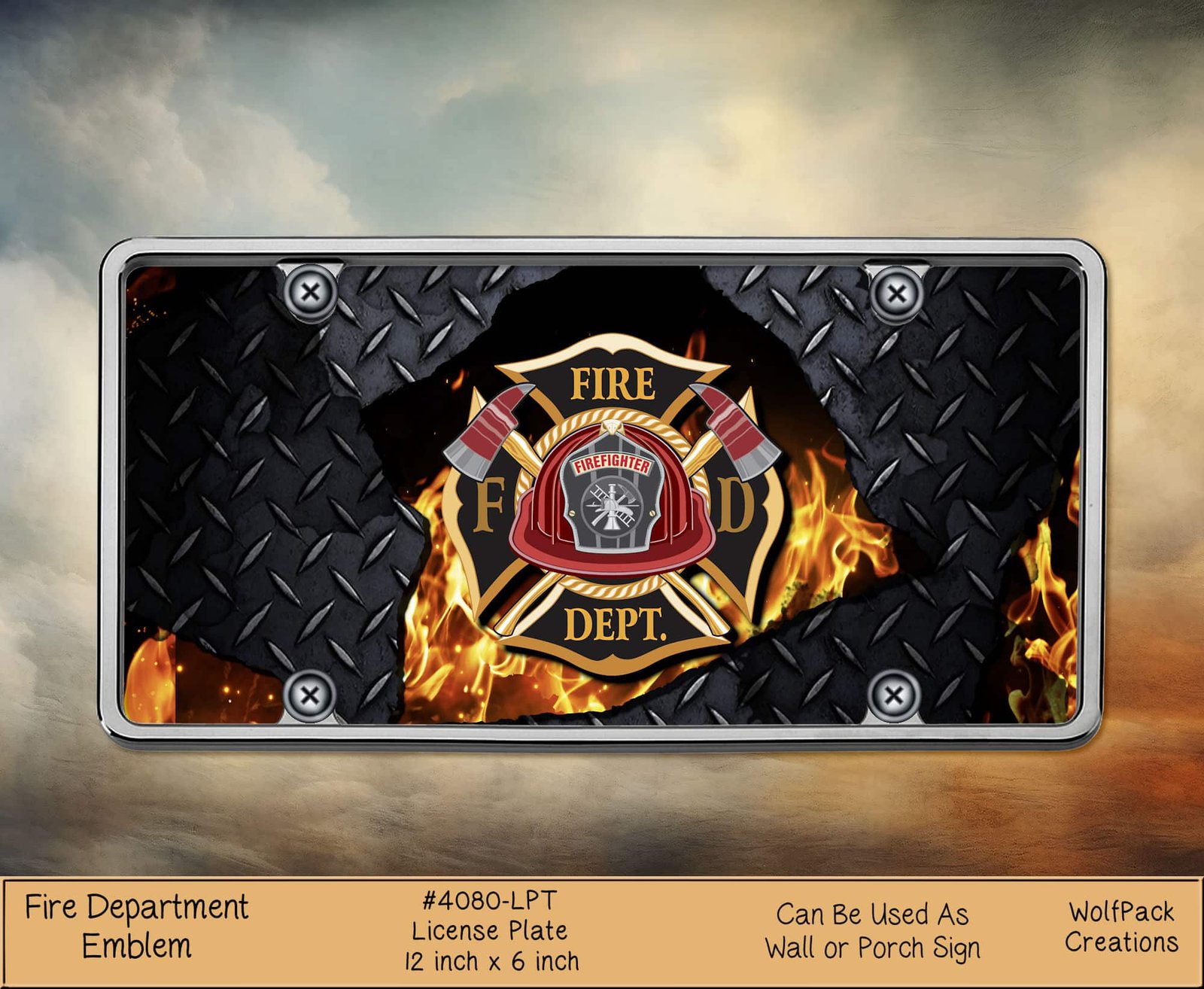 Fire Dept Emblem License Plate