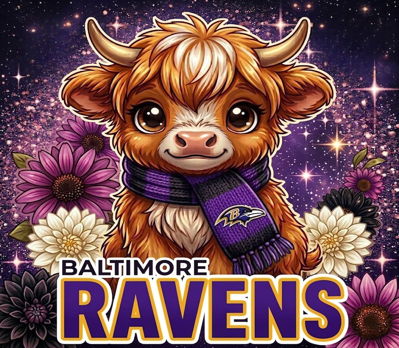 Amazing Ravens Highland Cow Tumbler