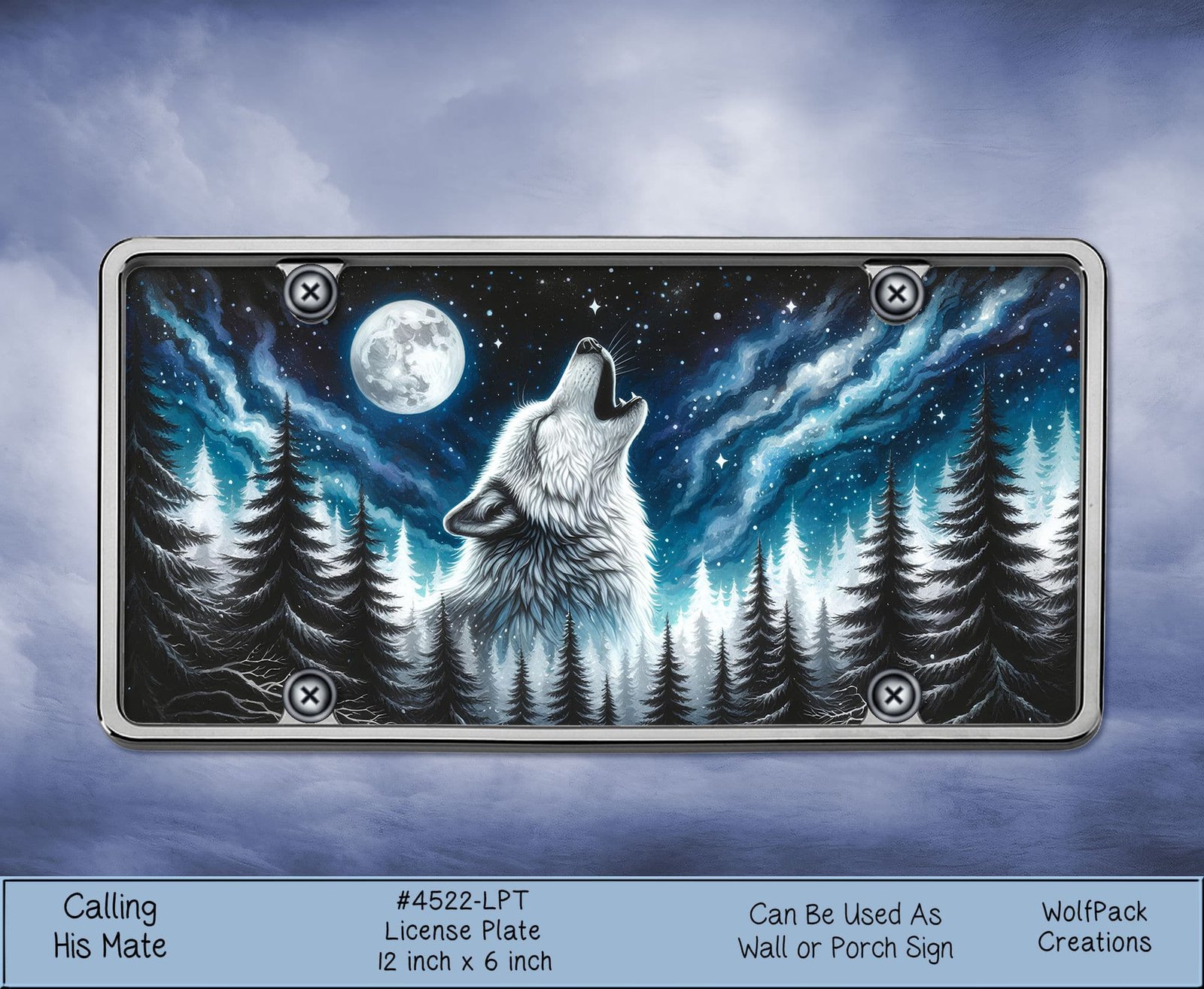 Awesome Wolf Calling for its Mate license Plate